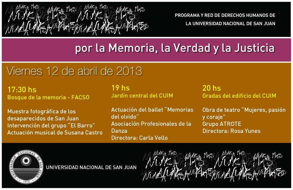 Afiche actividades por el día de la memoria